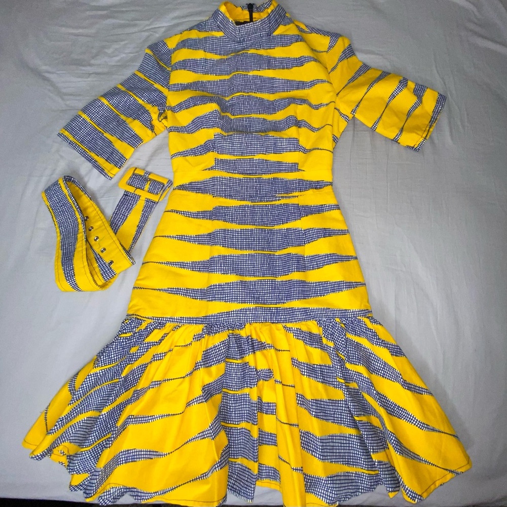 IMADE African Print Mock Neck Mini Dress w/ Belt by ÖFUURË